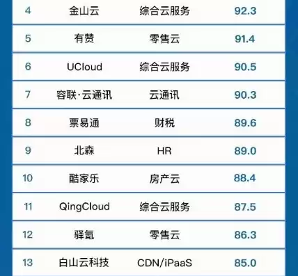 国内云服务排名前10的公司，中国云服务排行