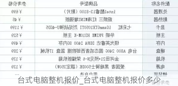 电脑台式主机价格多少，电脑台式主机价格