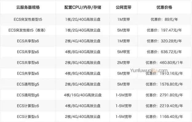 云服务器1t费用，云服务器200g价格