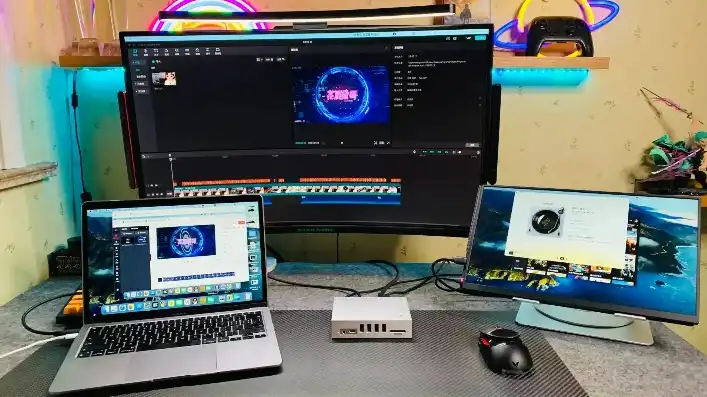一台主机 两个屏幕，一台主机双屏操作，高效办公与娱乐的新选择