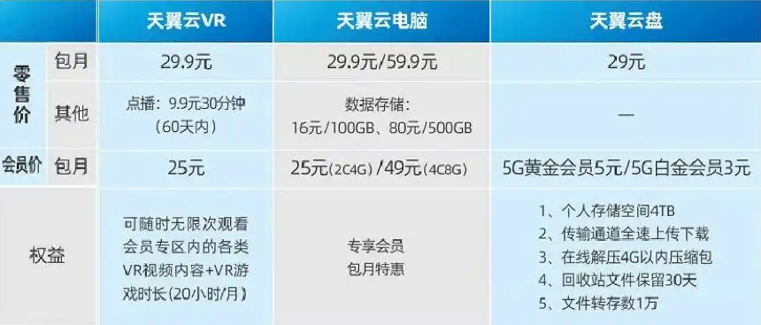 天翼云租赁价格，天翼云主机租用合同，详细解读与价格解析