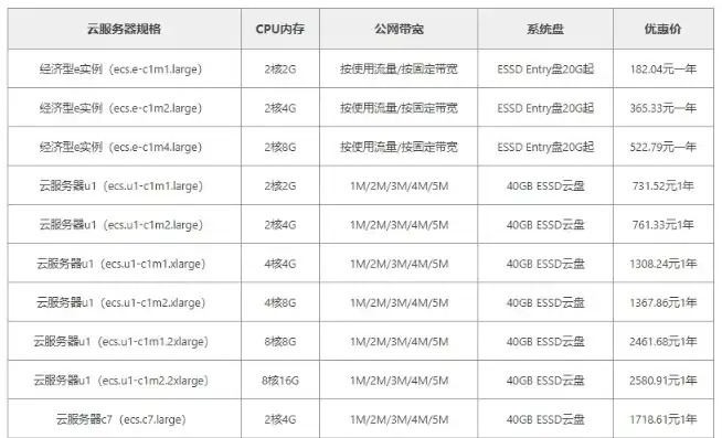 2023年阿里云服务器租用价格解析，一年费用详解及性价比对比