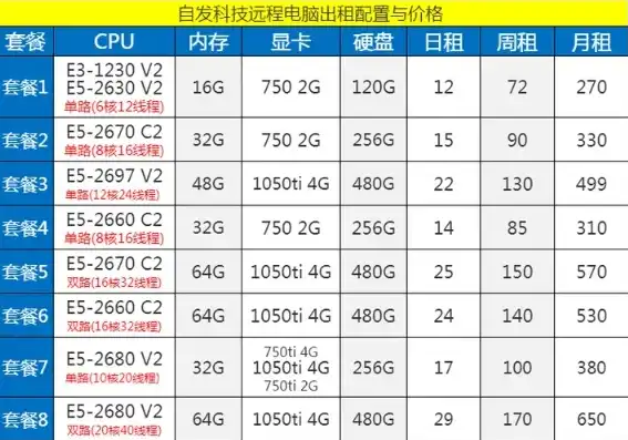 服务器租用多少钱一台，2023年最新国内服务器租用价格表一览，性价比之选尽在此！