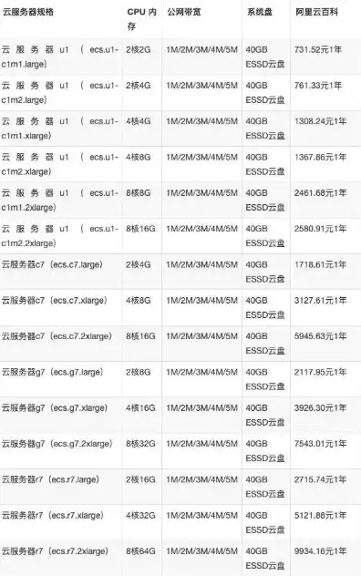 阿里云服务器价格表包年，阿里云服务器价格全面解析，包年套餐详解及性价比对比