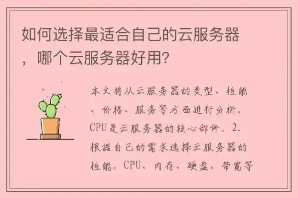 云服务器入门买哪个好用，云服务器入门选购指南，教你如何选择适合自己的云服务器