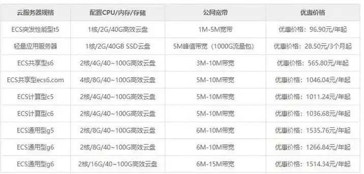 亚马逊云服务器收费标准表格，亚马逊云服务器收费标准全面解析，价格、配置与性价比一网打尽