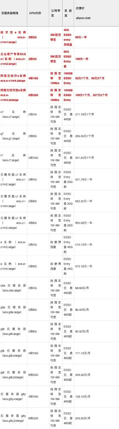 阿里云服务器价格表2024，2024年阿里云服务器价格全面解析，性价比与性能兼顾，助您轻松选择