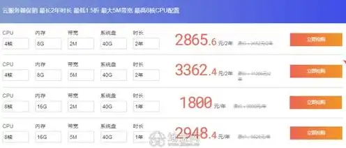 云服务器收费价格，云服务器价格全解析，不同类型、配置、服务及优惠一览