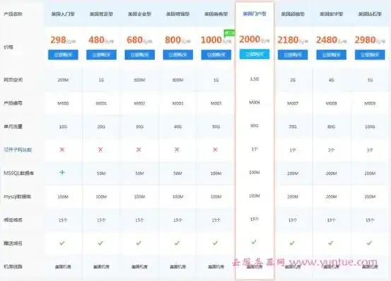 美国云主机租用价格表，深度解析，美国云主机租用价格表，揭秘性价比之王！